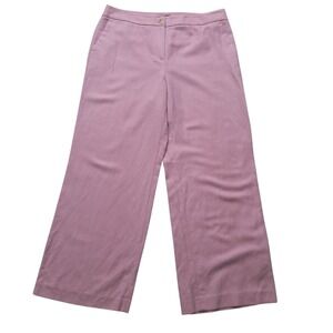 Talbots Pants Women's 16 Pink Greenwich Wide Leg Linen Blend Work Career Office